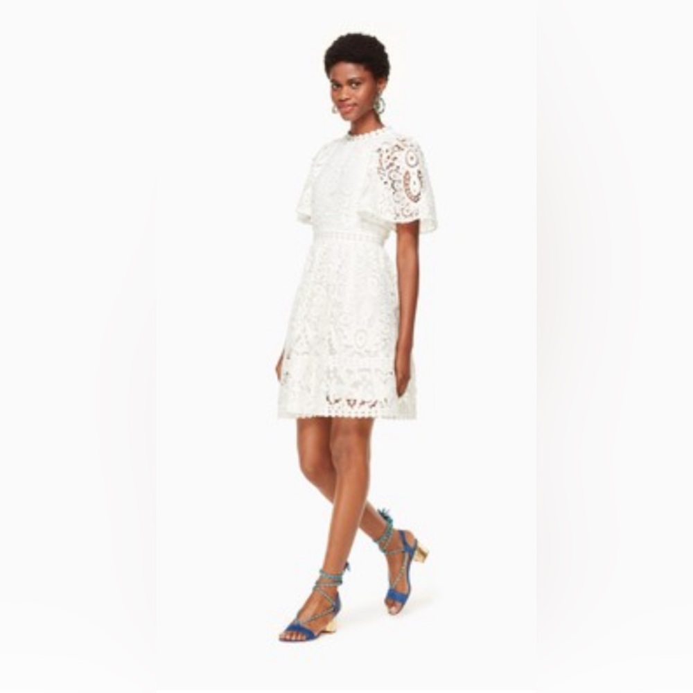 $998 KATE SPADE MADISON AVENUE TRUDIE LIANNE WEDDING RUFFLE EYELET DRESS S XS 2